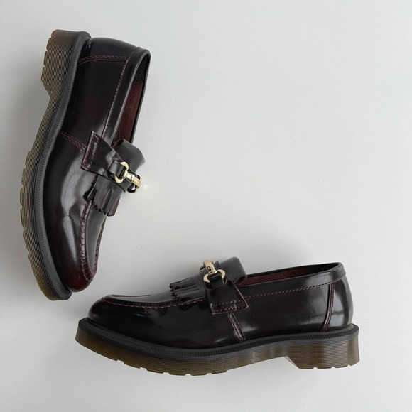 Dr. Martens Burgundy Leather Kiltie Bit Loafers - Picture 2 of 8